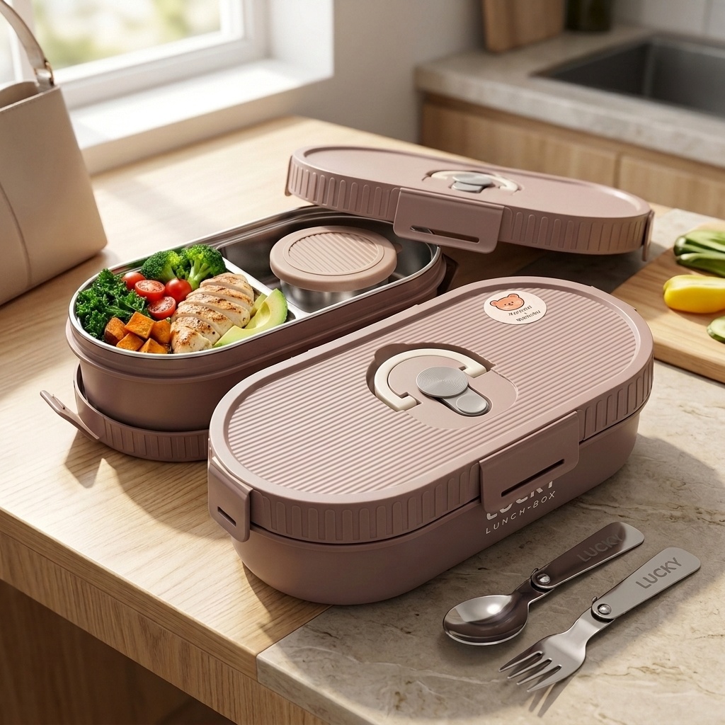 Meal Prep Kinder - Mikrowellengeeignete 304 Edelstahl Bento-Box Auslaufsichere Tragbare