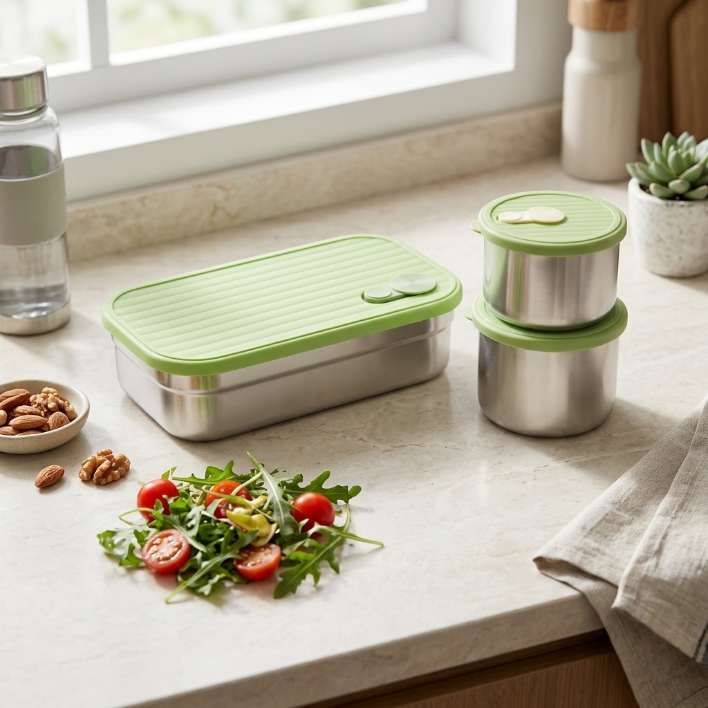 Meal Prep Kinder - Mikrowellengeeignetes 304 Edelstahl Lunchbox-Set Mahlzeiten-Vorbereitungs-Lebensmittelbehälter Bento-Box