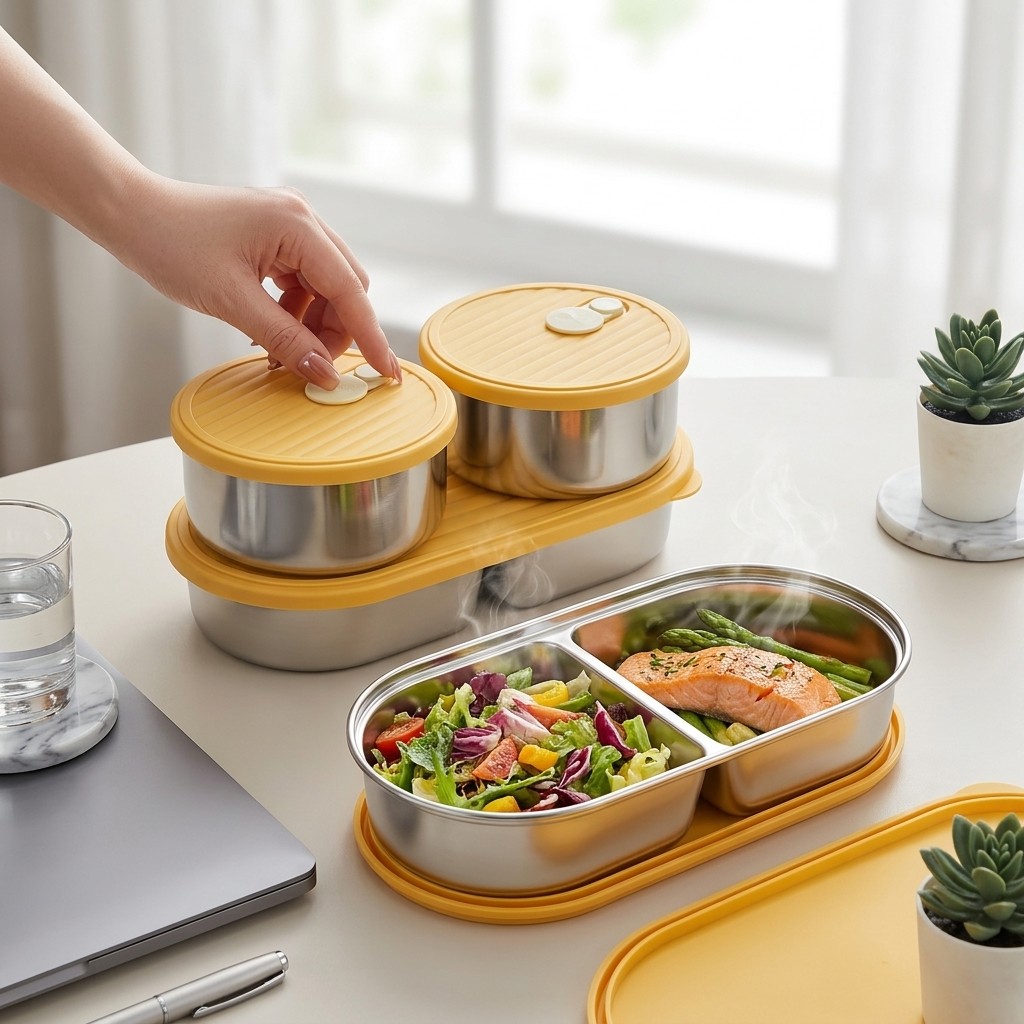 Meal Prep Kinder - Mikrowellengeeignete 304 Edelstahl Bento-Box Set, Unterteilte