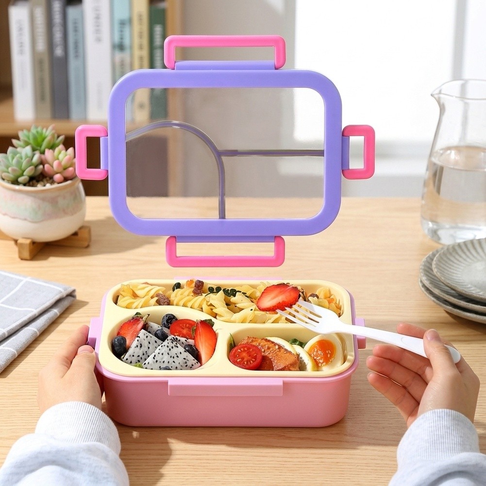 Meal Prep Recipes - Edelstahl-Bento-Box mit 3 Fächern, auslaufsicherer Lunchbehälter