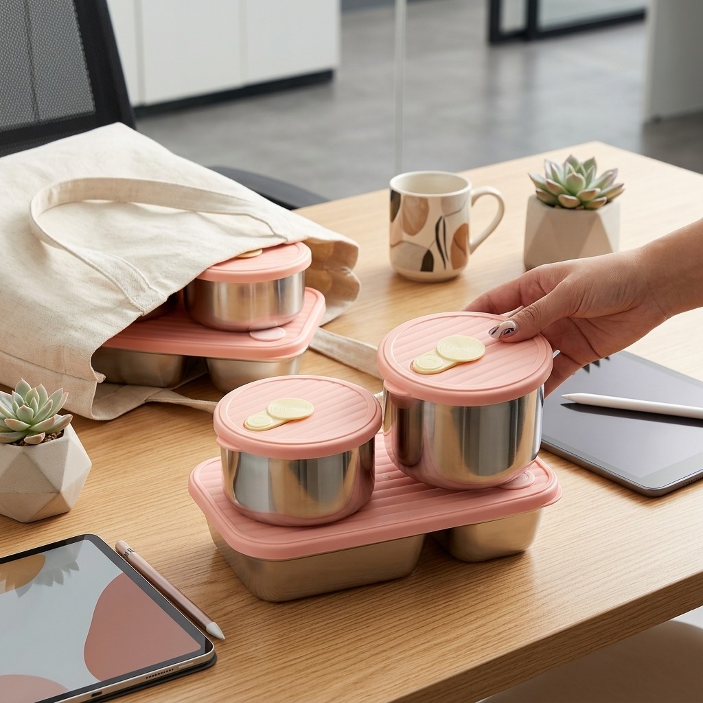 Meal Prep Recipes - Mikrowellengeeignetes 304 Edelstahl Lunchbox-Set Bento-Box Mahlzeiten-Vorbereitungs-Lebensmittelbehälter