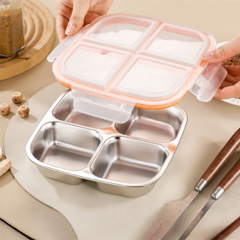 Meal Prep Kinder - 304 Edelstahl Lunchbox, 600ml Bento-Box mit