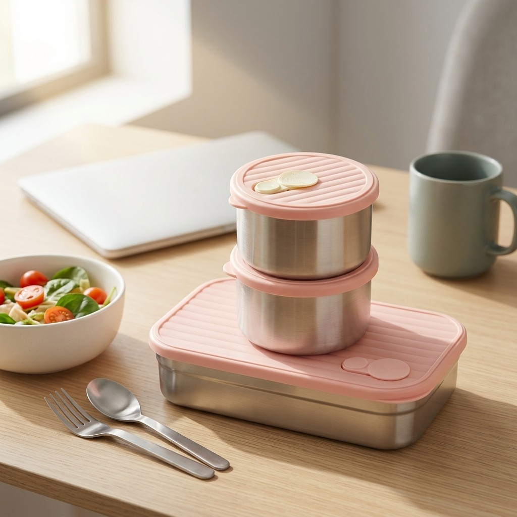 Meal Prep Kinder - Bento-Lunchbox-Set Mikrowellengeeignet 304 Edelstahl Lebensmittelbehälter Mahlzeitenvorbereitung