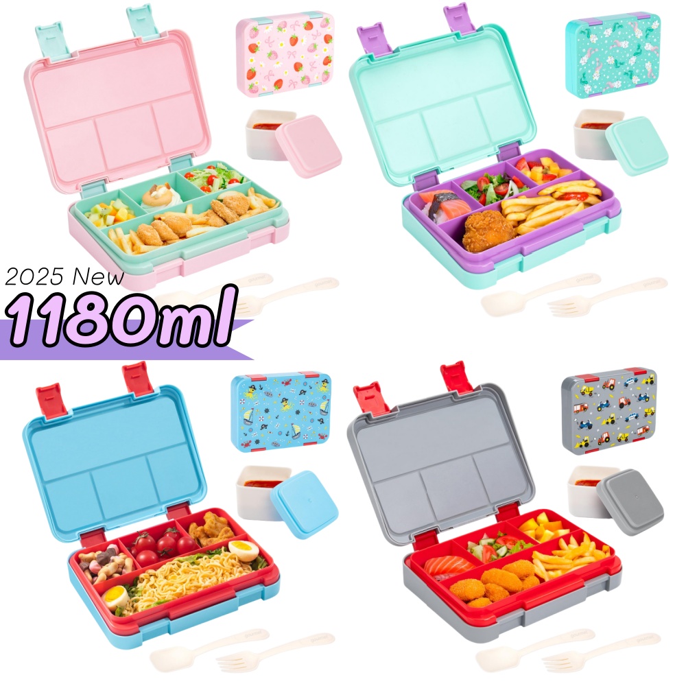 Meal Prep Recipes - 40 Unzen Bento-Lunchbox-Set mit Cartoon-Muster, auslaufsicher,