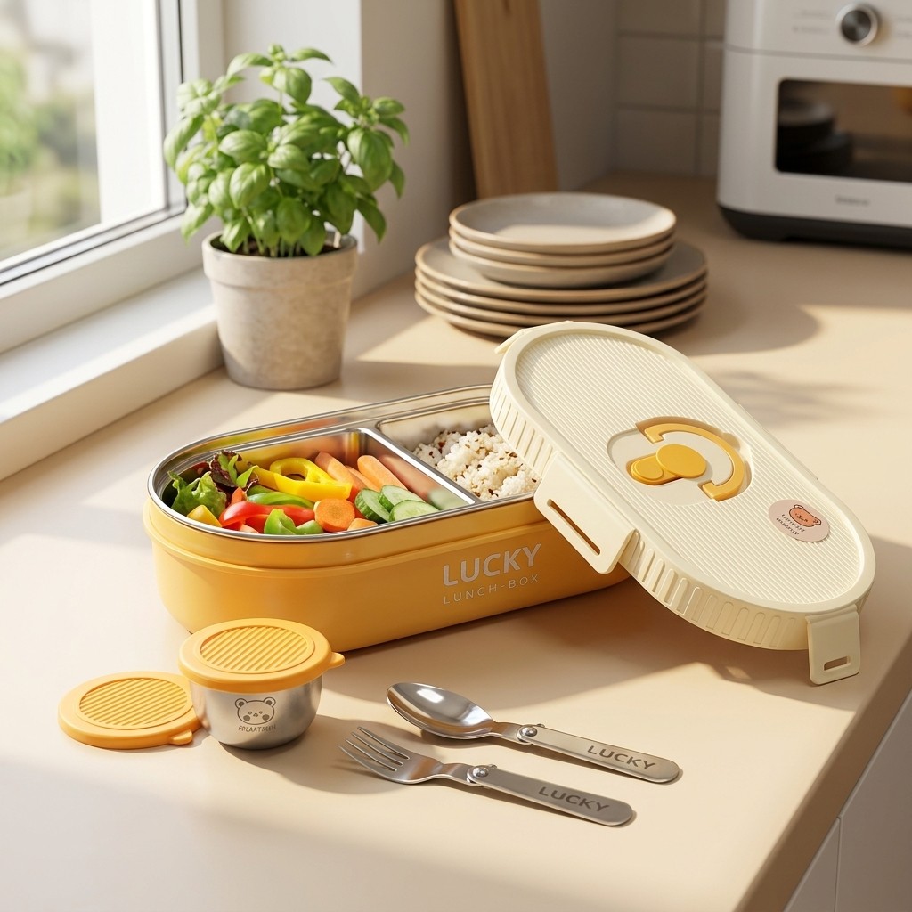 Meal Prep Kinder - Mikrowellengeeignete 304 Edelstahl Lunchbox Bento-Box Auslaufsichere