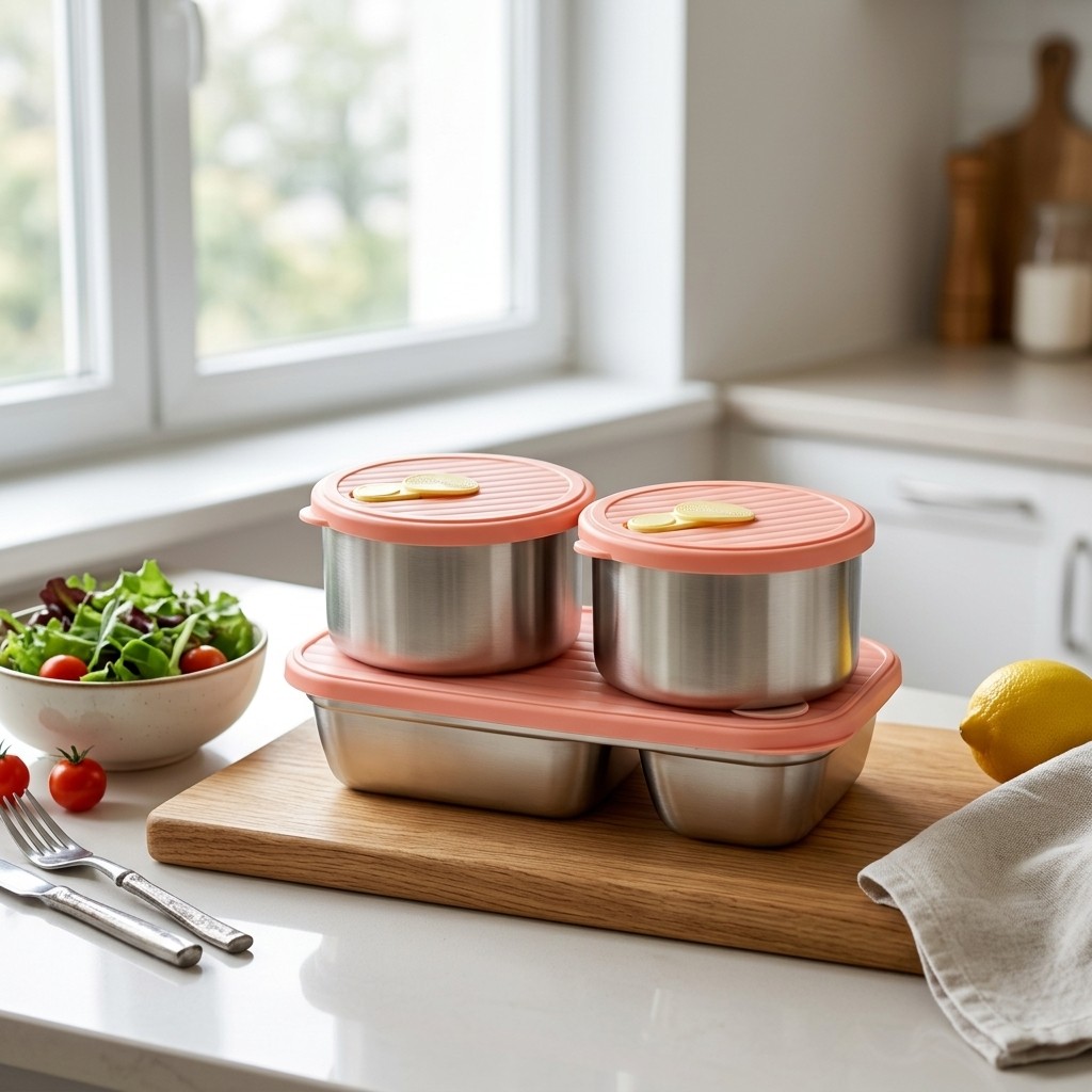 Meal Prep Kinder - 304 Edelstahl Bento Lunchbox-Set Mikrowellengeeignete Versiegelte