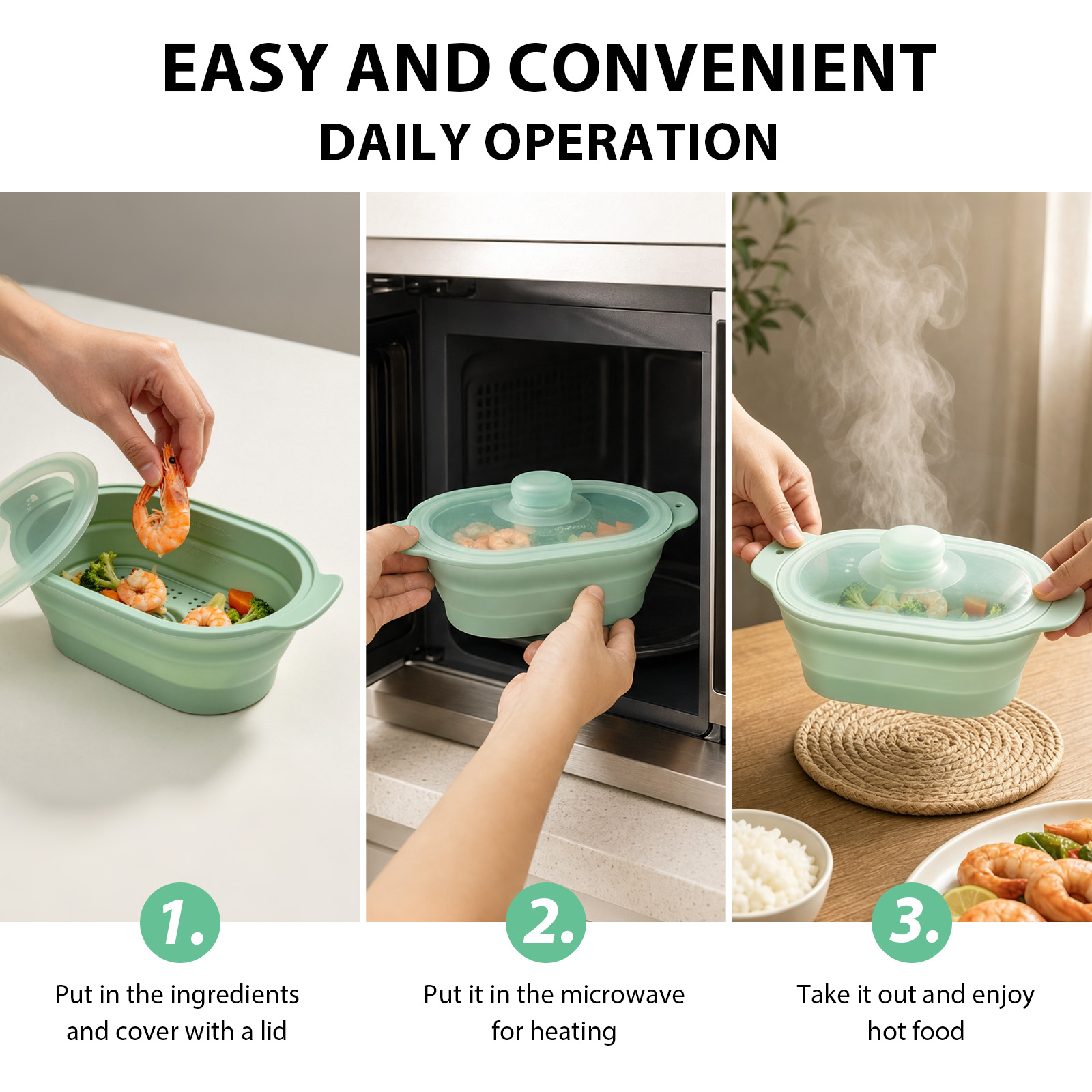 Silikon-Mikrowellen-Gemüse-Däm – Meal Prep Frozen Bewertung und Preis
